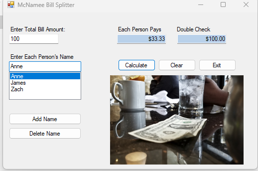 Bill Splitter User Interface